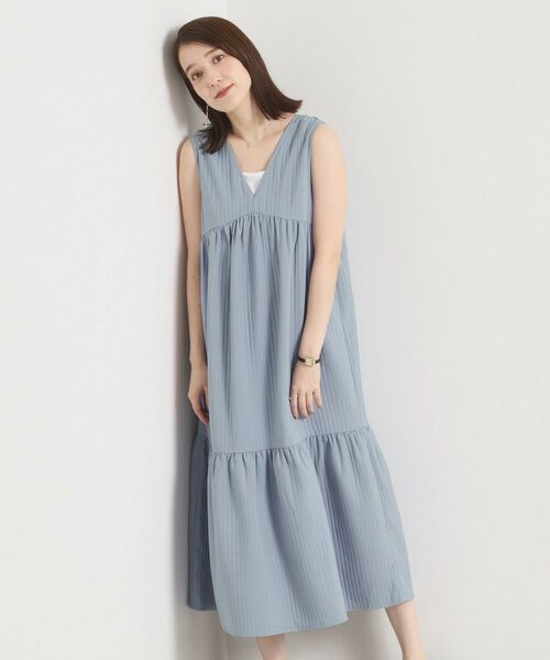 ITS'DEMO / イッツデモ ロング・マキシ丈ワンピース | 【洗濯機OK／ロングシーズン使える】ティアードVネックワンピース | 詳細10