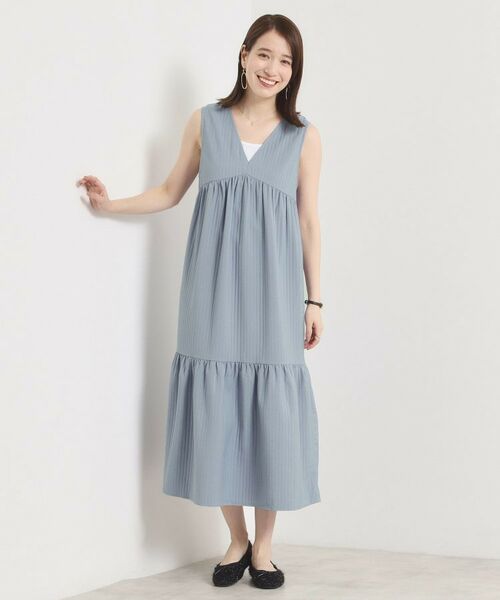 ITS'DEMO / イッツデモ ロング・マキシ丈ワンピース | 【洗濯機OK／ロングシーズン使える】ティアードVネックワンピース | 詳細11