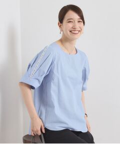 ITS'DEMO / イッツデモ シャツ・ブラウス | 【手洗い可】袖ツイストストライプブラウス