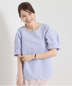 ITS'DEMO / イッツデモ シャツ・ブラウス | 【手洗い可】袖ツイストストライプブラウス