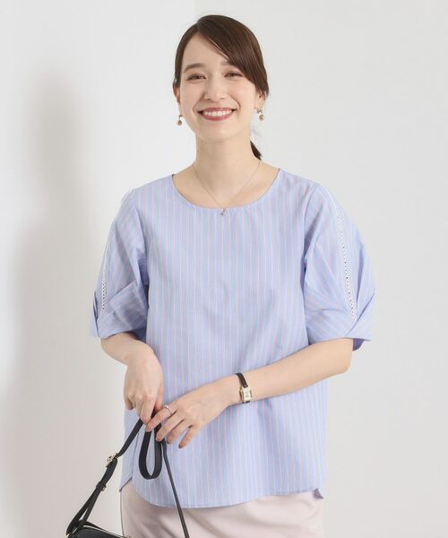 ITS'DEMO / イッツデモ シャツ・ブラウス | 【手洗い可】袖ツイストストライプブラウス | 詳細13