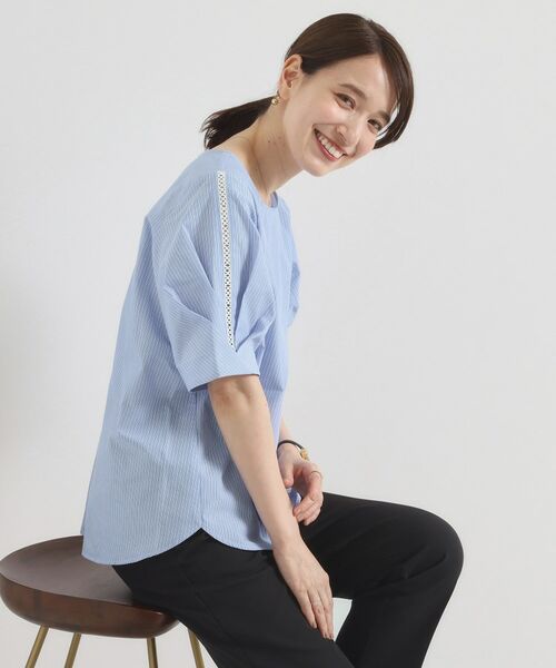 ITS'DEMO / イッツデモ シャツ・ブラウス | 【手洗い可】袖ツイストストライプブラウス | 詳細17