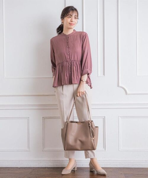 ITS'DEMO / イッツデモ シャツ・ブラウス | 【手洗い可】サテンペプラムブラウス | 詳細1