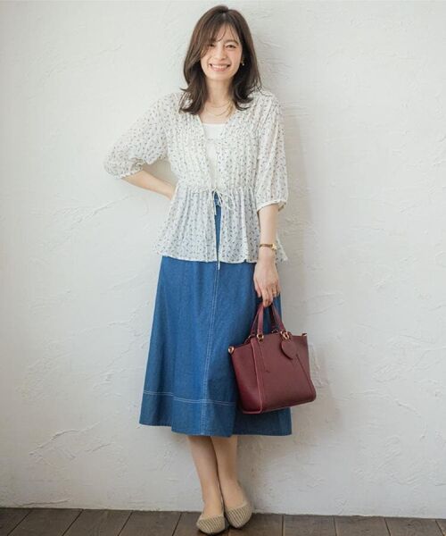 ITS'DEMO / イッツデモ シャツ・ブラウス | 【手洗い可】花柄シャーリング前開きブラウス | 詳細1