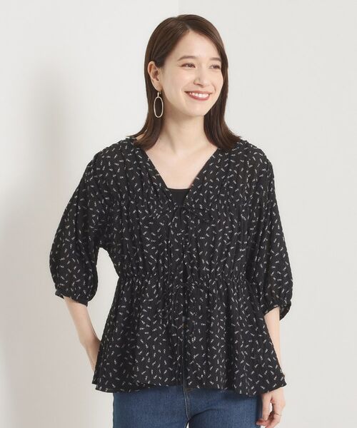 ITS'DEMO / イッツデモ シャツ・ブラウス | 【手洗い可】花柄シャーリング前開きブラウス | 詳細15