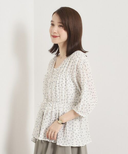 ITS'DEMO / イッツデモ シャツ・ブラウス | 【手洗い可】花柄シャーリング前開きブラウス | 詳細3