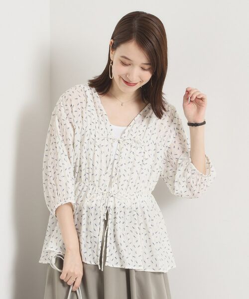 ITS'DEMO / イッツデモ シャツ・ブラウス | 【手洗い可】花柄シャーリング前開きブラウス | 詳細4