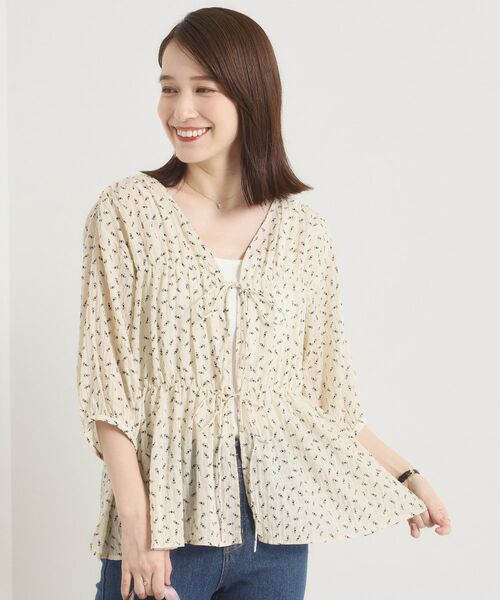 ITS'DEMO / イッツデモ シャツ・ブラウス | 【手洗い可】花柄シャーリング前開きブラウス | 詳細7