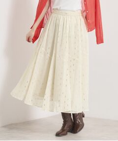 ITS'DEMO / イッツデモ スカート | 【手洗い可／ウエストゴム】箔プリントフレアスカート