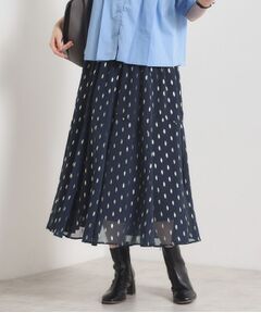 ITS'DEMO / イッツデモ スカート | 【手洗い可／ウエストゴム】箔プリントフレアスカート