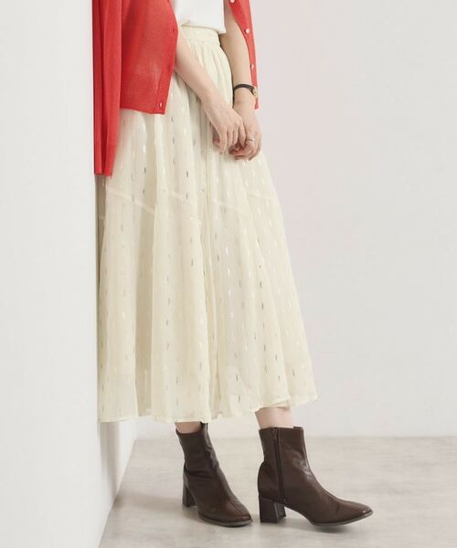 ITS'DEMO / イッツデモ スカート | 【手洗い可／ウエストゴム】箔プリントフレアスカート | 詳細1