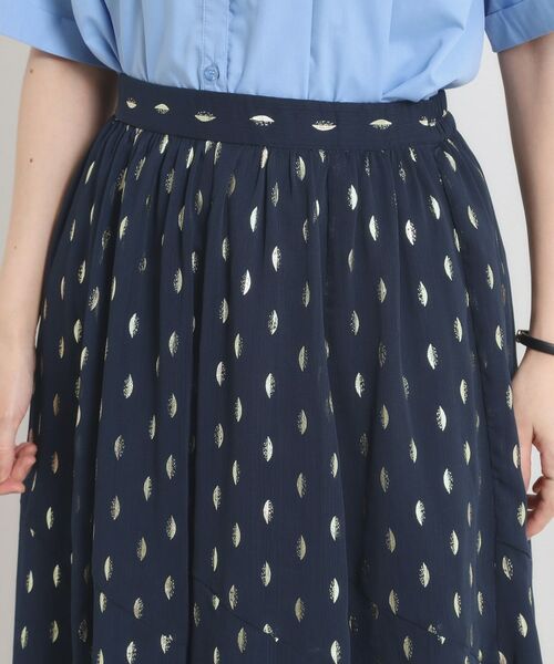 ITS'DEMO / イッツデモ スカート | 【手洗い可／ウエストゴム】箔プリントフレアスカート | 詳細16