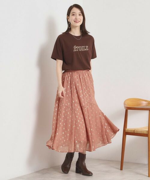 ITS'DEMO / イッツデモ スカート | 【手洗い可／ウエストゴム】箔プリントフレアスカート | 詳細6