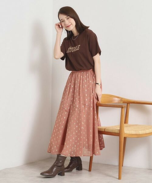 ITS'DEMO / イッツデモ スカート | 【手洗い可／ウエストゴム】箔プリントフレアスカート | 詳細7