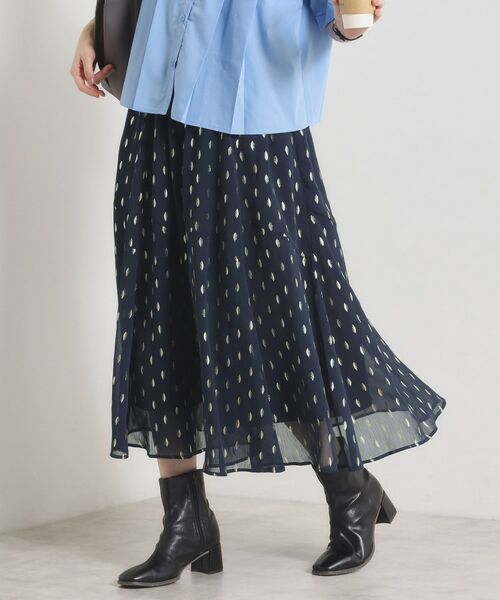 ITS'DEMO / イッツデモ スカート | 【手洗い可／ウエストゴム】箔プリントフレアスカート | 詳細9