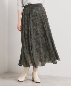 ITS'DEMO / イッツデモ ロング・マキシ丈スカート | 【手洗い可／ウエストゴム】シアーチェックフレアスカート