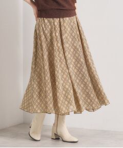 ITS'DEMO / イッツデモ ロング・マキシ丈スカート | 【手洗い可／ウエストゴム】シアーチェックフレアスカート