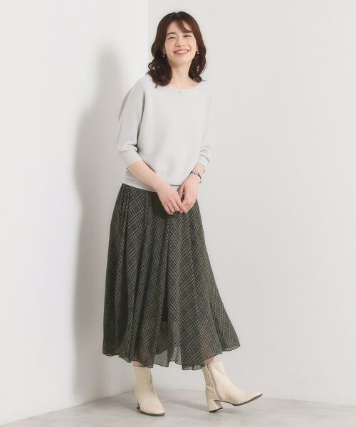 ITS'DEMO / イッツデモ ロング・マキシ丈スカート | 【手洗い可／ウエストゴム】シアーチェックフレアスカート | 詳細10