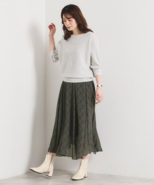 ITS'DEMO / イッツデモ ロング・マキシ丈スカート | 【手洗い可／ウエストゴム】シアーチェックフレアスカート | 詳細11