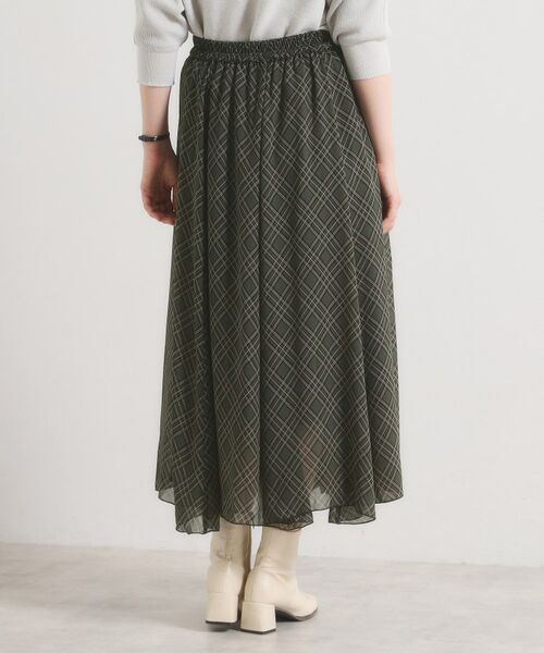 ITS'DEMO / イッツデモ ロング・マキシ丈スカート | 【手洗い可／ウエストゴム】シアーチェックフレアスカート | 詳細15