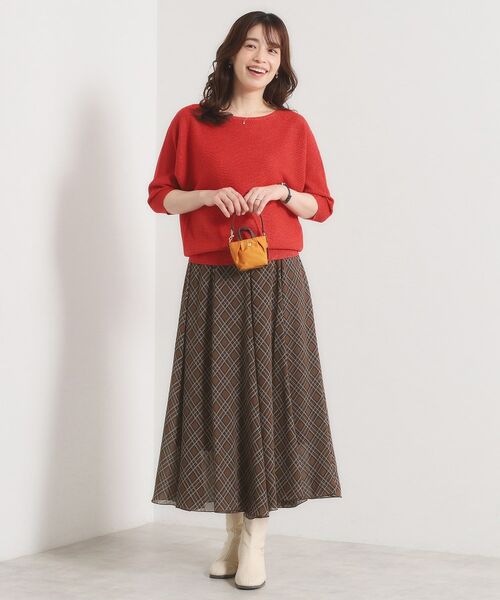 ITS'DEMO / イッツデモ ロング・マキシ丈スカート | 【手洗い可／ウエストゴム】シアーチェックフレアスカート | 詳細2