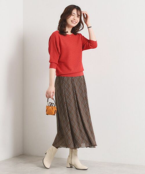 ITS'DEMO / イッツデモ ロング・マキシ丈スカート | 【手洗い可／ウエストゴム】シアーチェックフレアスカート | 詳細3