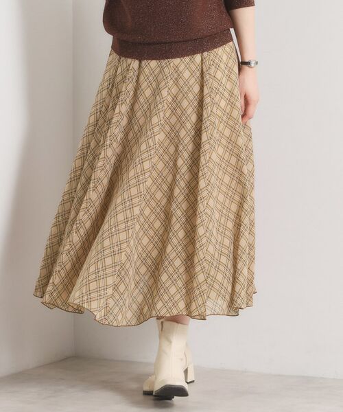 ITS'DEMO / イッツデモ ロング・マキシ丈スカート | 【手洗い可／ウエストゴム】シアーチェックフレアスカート | 詳細5
