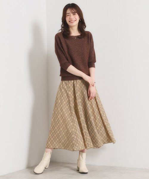 ITS'DEMO / イッツデモ ロング・マキシ丈スカート | 【手洗い可／ウエストゴム】シアーチェックフレアスカート | 詳細7