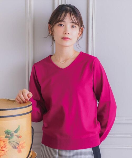 ITS'DEMO / イッツデモ ニット・セーター | 【縮みに強い／洗濯機OK】Vネックニットプルオーバー | 詳細1