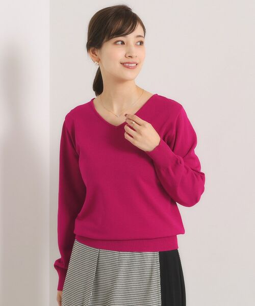 ITS'DEMO / イッツデモ ニット・セーター | 【縮みに強い／洗濯機OK】Vネックニットプルオーバー | 詳細16