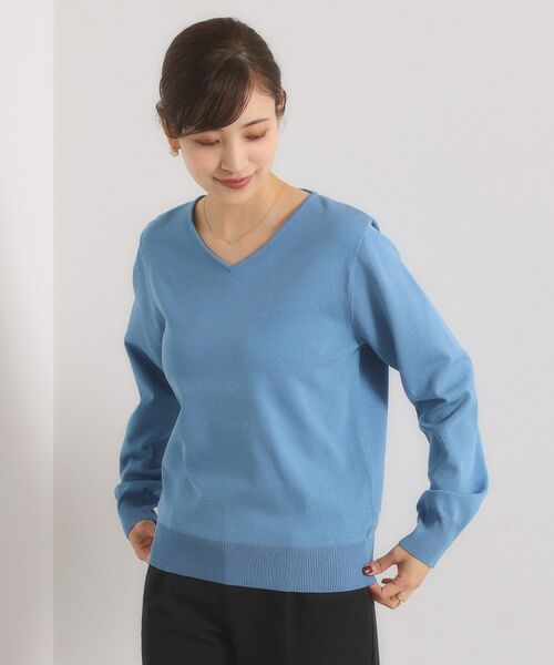 ITS'DEMO / イッツデモ ニット・セーター | 【縮みに強い／洗濯機OK】Vネックニットプルオーバー | 詳細19