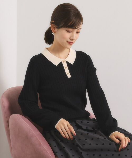 ITS'DEMO / イッツデモ ニット・セーター | 【手洗い可】配色ポロ襟リブニット | 詳細8