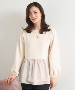 ITS'DEMO / イッツデモ カットソー | 【手洗い可】異素材切替リップルプルオーバー