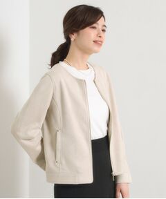 ITS'DEMO / イッツデモ ノーカラージャケット | カットフェイクスエードジャケット