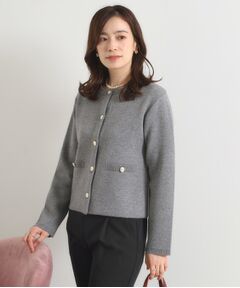 ITS'DEMO / イッツデモ ノーカラージャケット | 【手洗い可】ニットジャケット