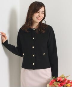 ITS'DEMO / イッツデモ ノーカラージャケット | 【手洗い可】ニットジャケット