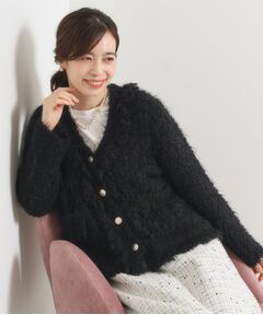 ITS'DEMO / イッツデモ ノーカラージャケット | ファンシーヤーンニットジャケット