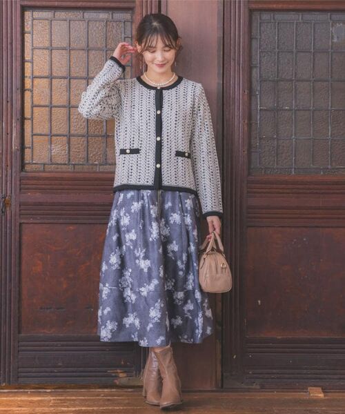 ITS'DEMO / イッツデモ ノーカラージャケット | 【手洗い可】ラメツイードニットジャケット | 詳細1