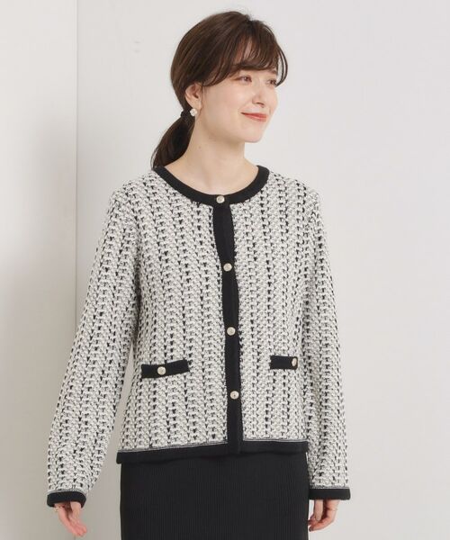 ITS'DEMO / イッツデモ ノーカラージャケット | 【手洗い可】ラメツイードニットジャケット | 詳細15