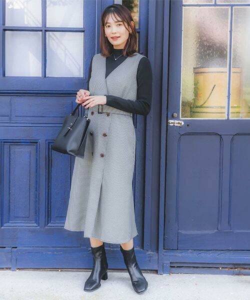 ITS'DEMO / イッツデモ ミニ丈・ひざ丈ワンピース | 【手洗い可】チェック柄ジャンスカ | 詳細1