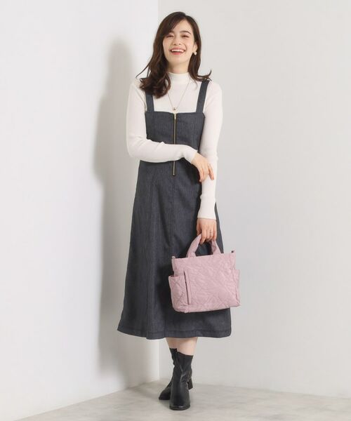 ITS'DEMO / イッツデモ ミニ丈・ひざ丈ワンピース | 【手洗い可】デニム風ジャンスカ | 詳細3