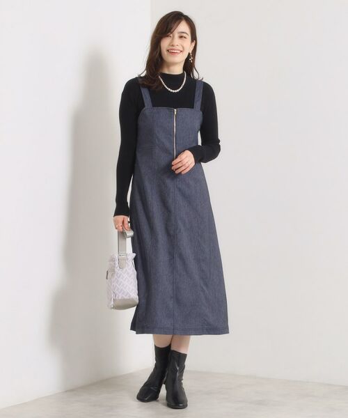 ITS'DEMO / イッツデモ ミニ丈・ひざ丈ワンピース | 【手洗い可】デニム風ジャンスカ | 詳細5