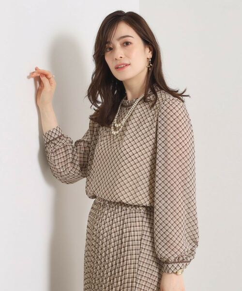 ITS'DEMO / イッツデモ シャツ・ブラウス | 【手洗い可／セットアップ可】チェックスタンドフリルブラウス | 詳細12