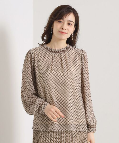 ITS'DEMO / イッツデモ シャツ・ブラウス | 【手洗い可／セットアップ可】チェックスタンドフリルブラウス | 詳細16