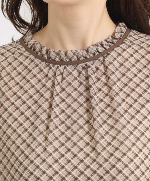 ITS'DEMO / イッツデモ シャツ・ブラウス | 【手洗い可／セットアップ可】チェックスタンドフリルブラウス | 詳細19