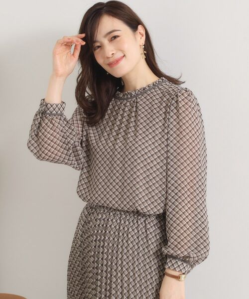 ITS'DEMO / イッツデモ シャツ・ブラウス | 【手洗い可／セットアップ可】チェックスタンドフリルブラウス | 詳細4