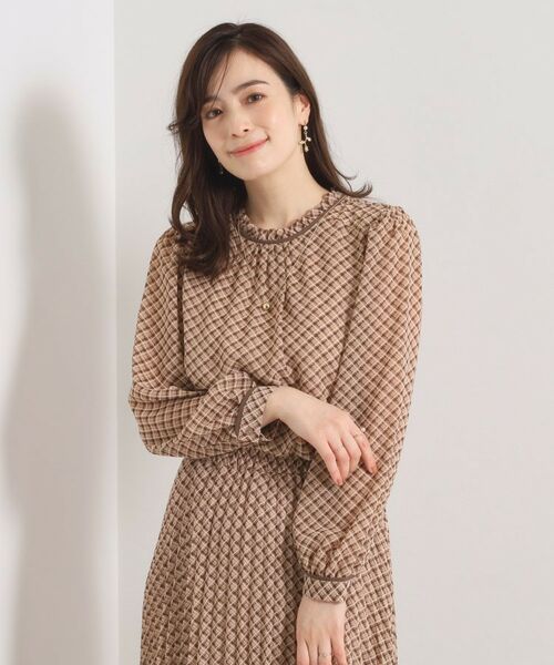 ITS'DEMO / イッツデモ シャツ・ブラウス | 【手洗い可／セットアップ可】チェックスタンドフリルブラウス | 詳細8