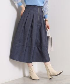 ITS'DEMO / イッツデモ スカート | 【手洗い可／ウエストゴム】フロントジップデニム風スカート