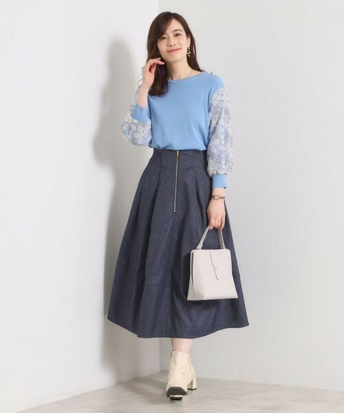 ITS'DEMO / イッツデモ スカート | 【手洗い可／ウエストゴム】フロントジップデニム風スカート | 詳細4