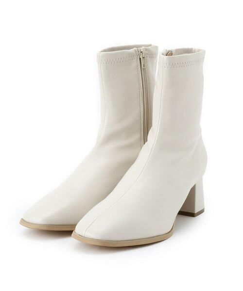 ITS'DEMO / イッツデモ ブーツ(ショート丈) | ラインヒールブーツ(アイボリー(004))